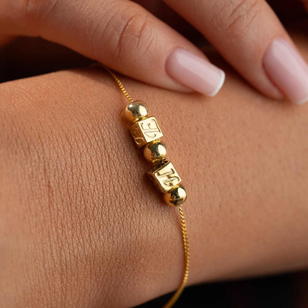 DUO INITIAL CUBE ARMBAND | 925 SILVER