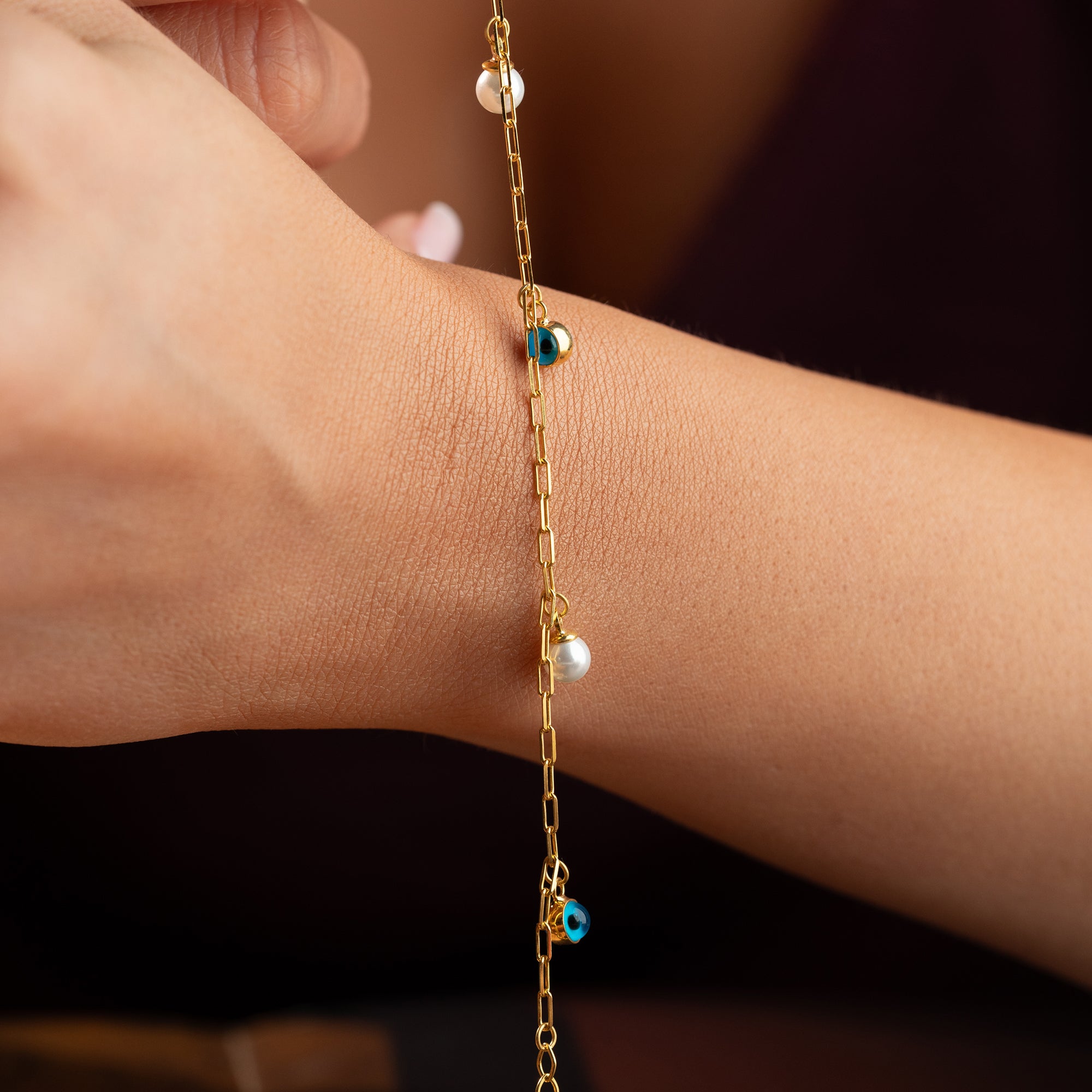 AURA NAZAR & PEARL ARMBAND | 925 SILVER
