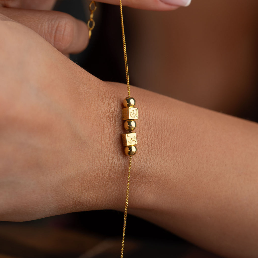 DUO INITIAL CUBE ARMBAND | 925 SILVER