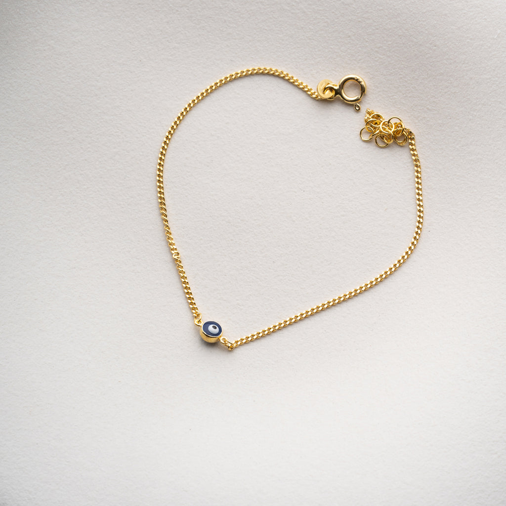 MINI MÖRKBLÅT NAZAR ARMBAND | 925 SILVER