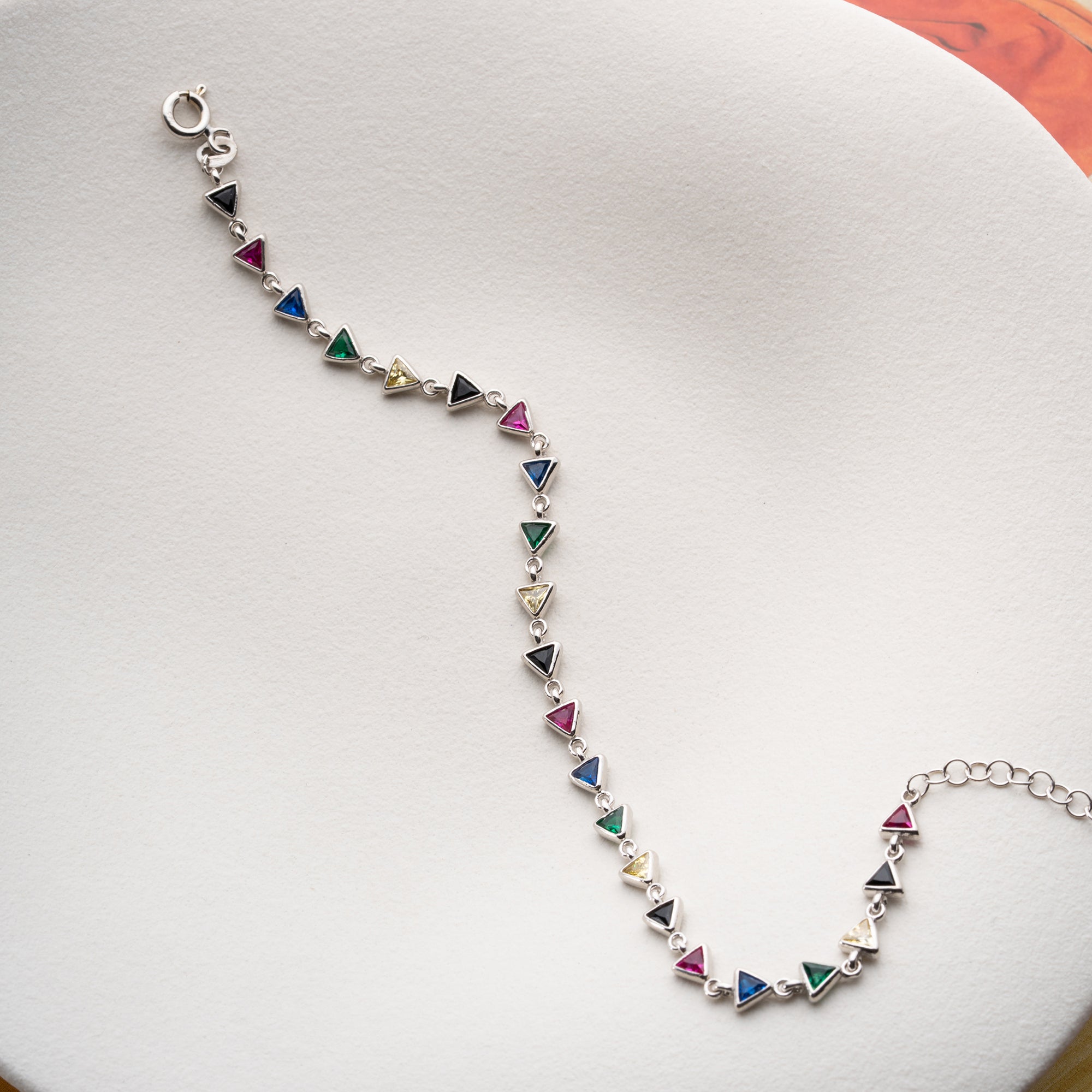 RÖD FÄRGFULL ARMBAND | 925 SILVER