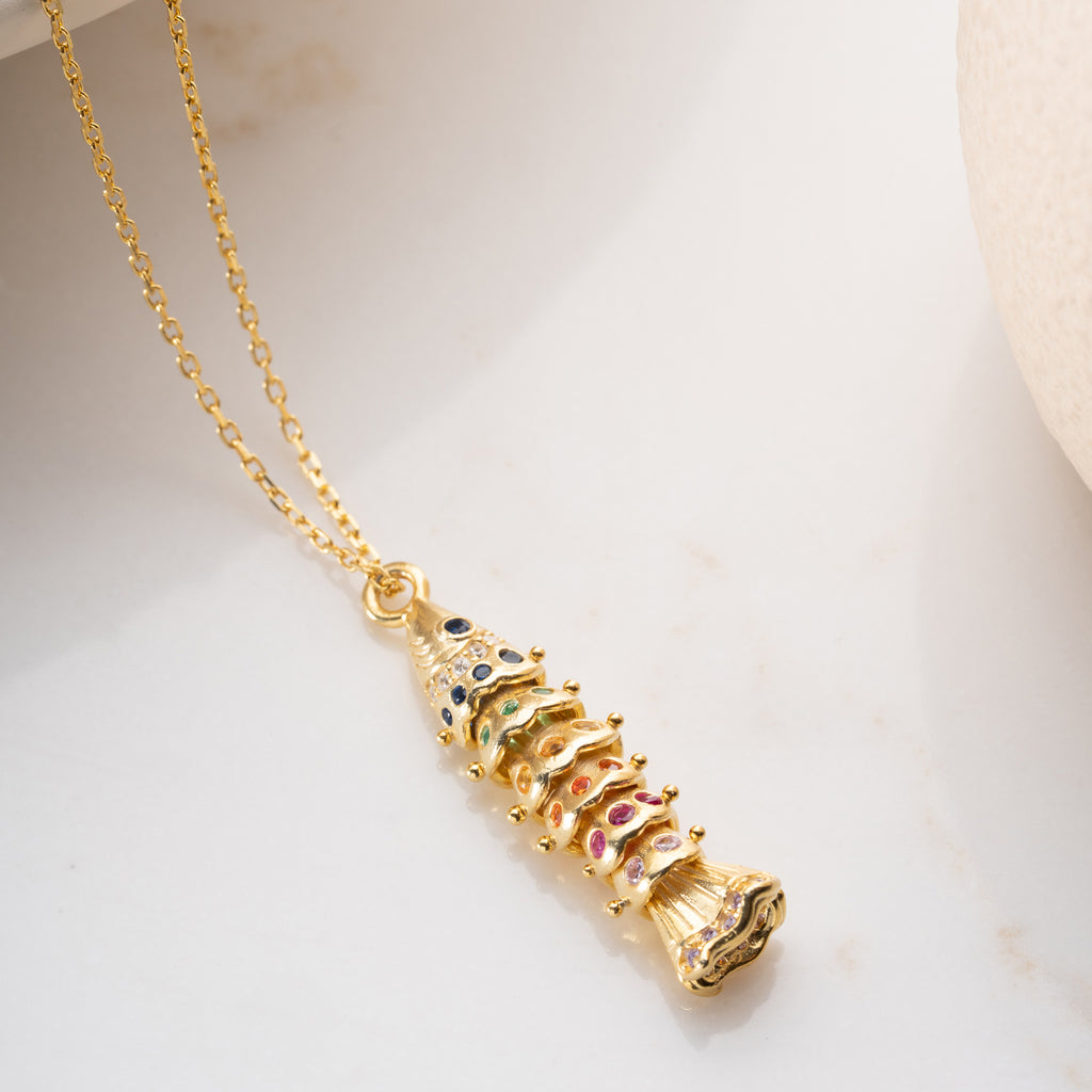 FÄRGRAD FISKKEDJA | 925 SILVER 