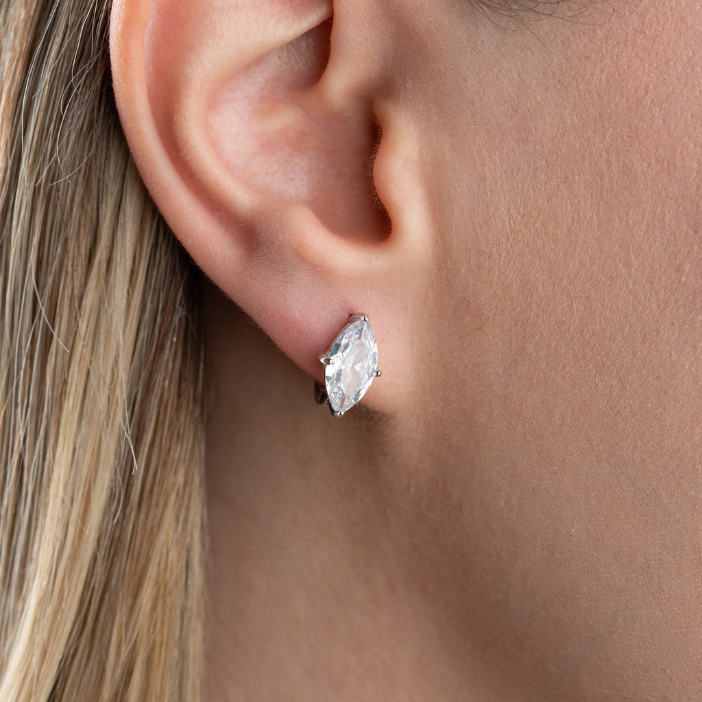 MINIMALISTISKA MARQUISÖRHÄNGEN MED ZIRKON | 925 SILVER