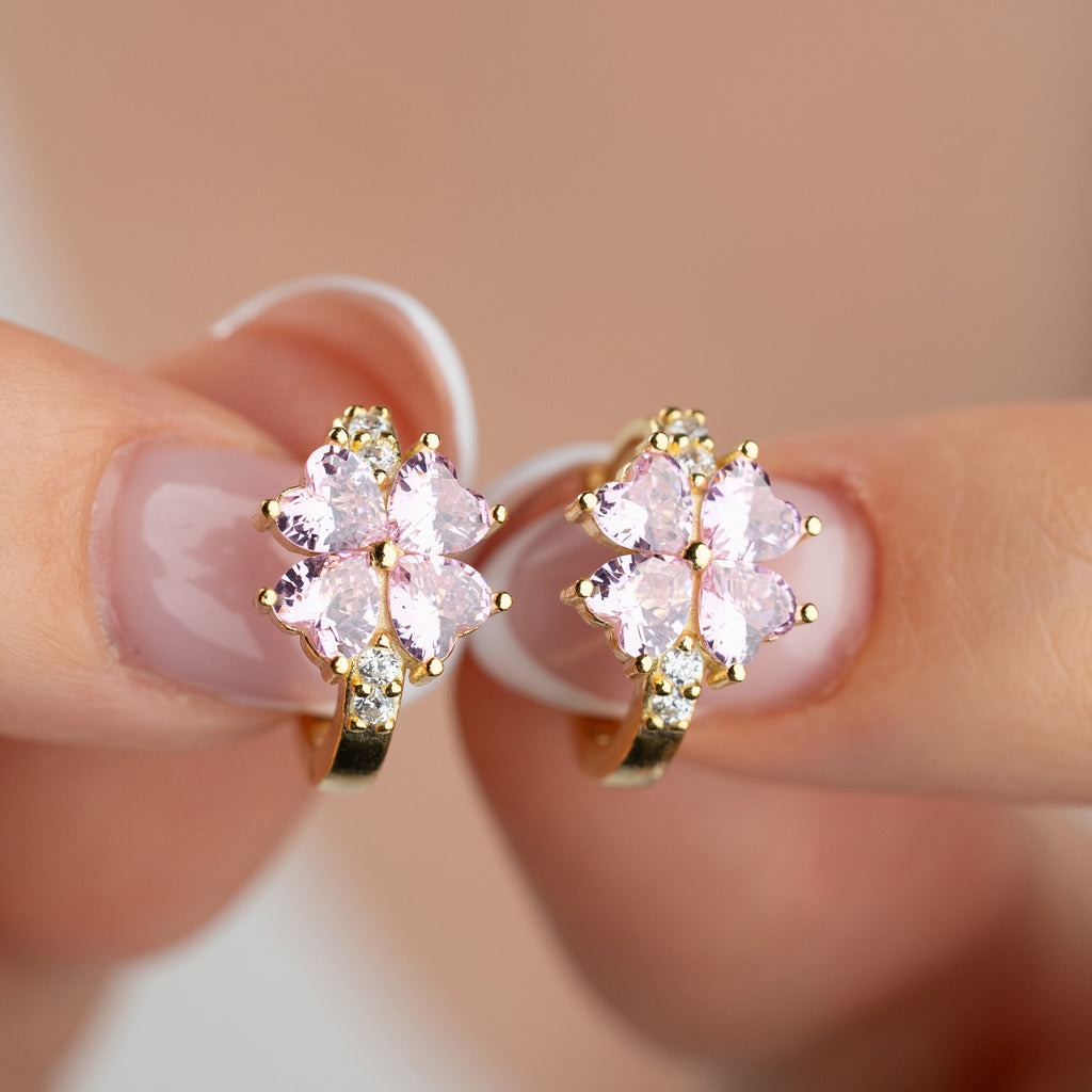 MINIMALISTISKA BLOMÖRHÄNGEN MED ROSA ZIRKON | 925 SILVER
