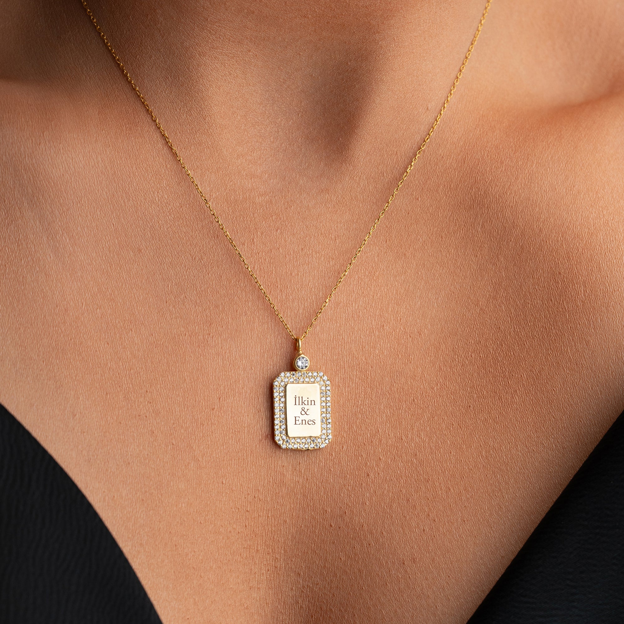 NAMNHALSBAND MED ZIRKONER | 925 SILVER