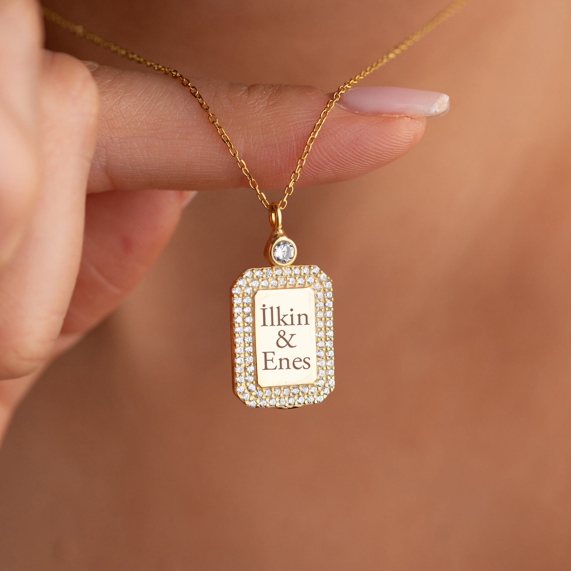 NAMNHALSBAND MED ZIRKONER | 925 SILVER