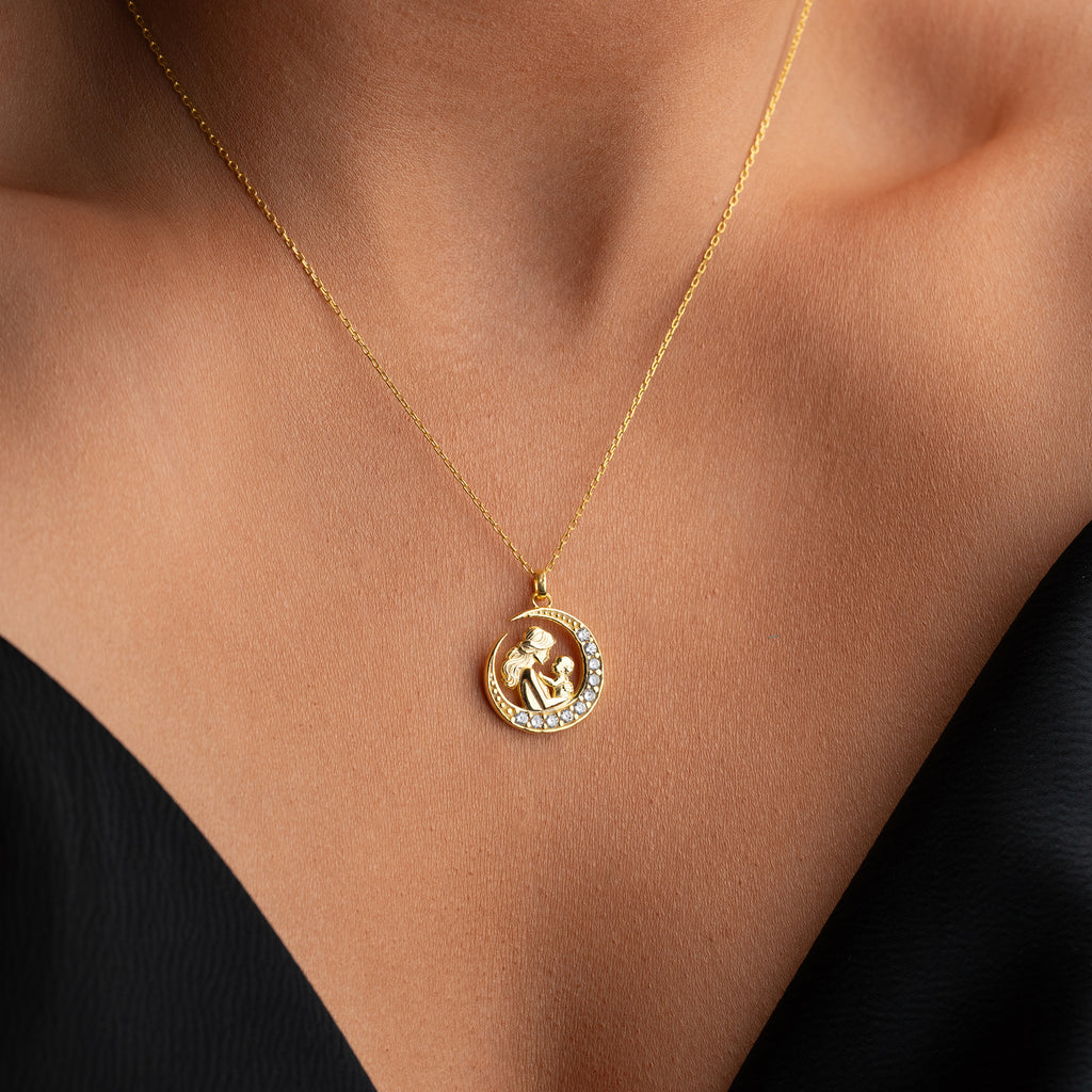 MAMMA & BARN MEDALJONG MED ZIRKONER | 925 SILVER