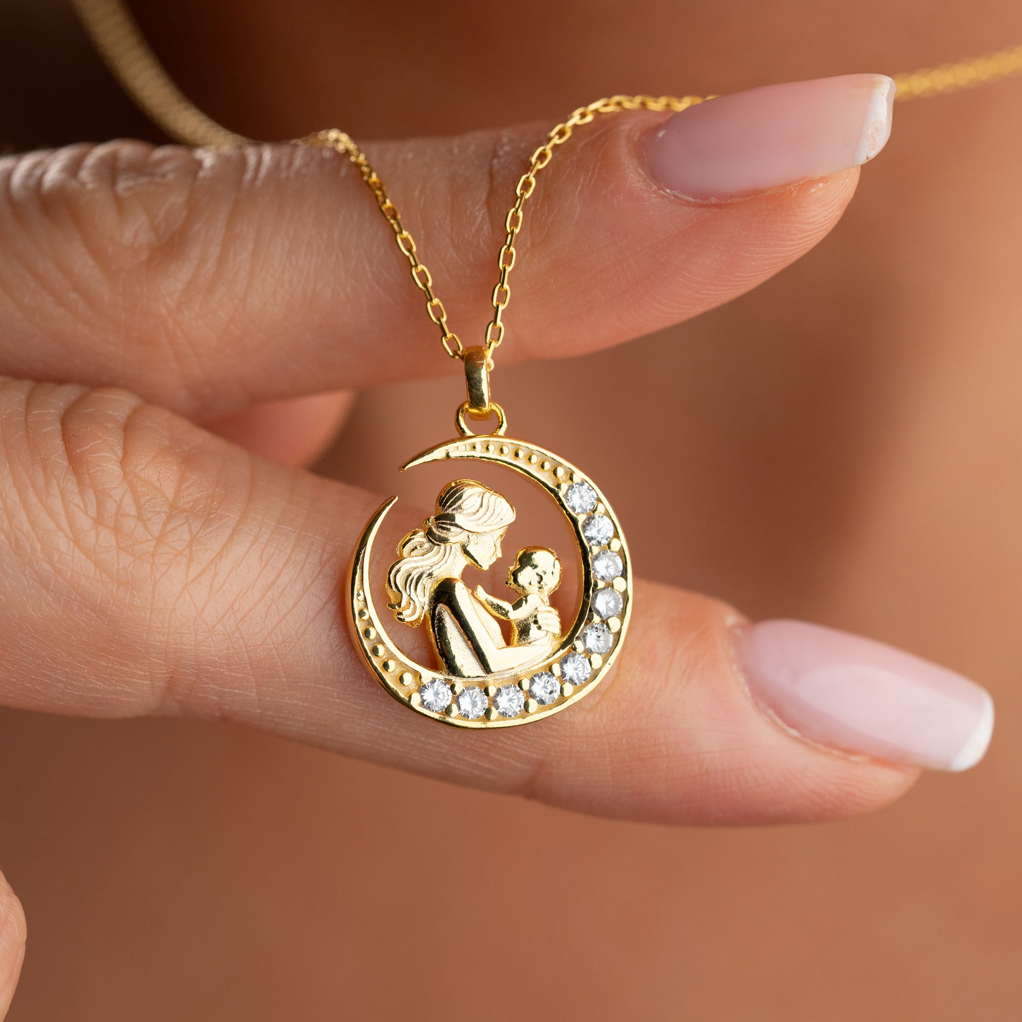 MAMMA & BARN MEDALJONG MED ZIRKONER | 925 SILVER