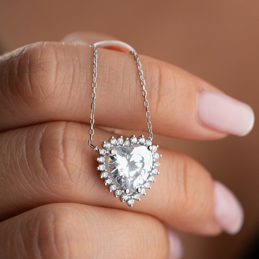 HJÄRTHALSBAND MED KRISTALL | 925 SILVER
