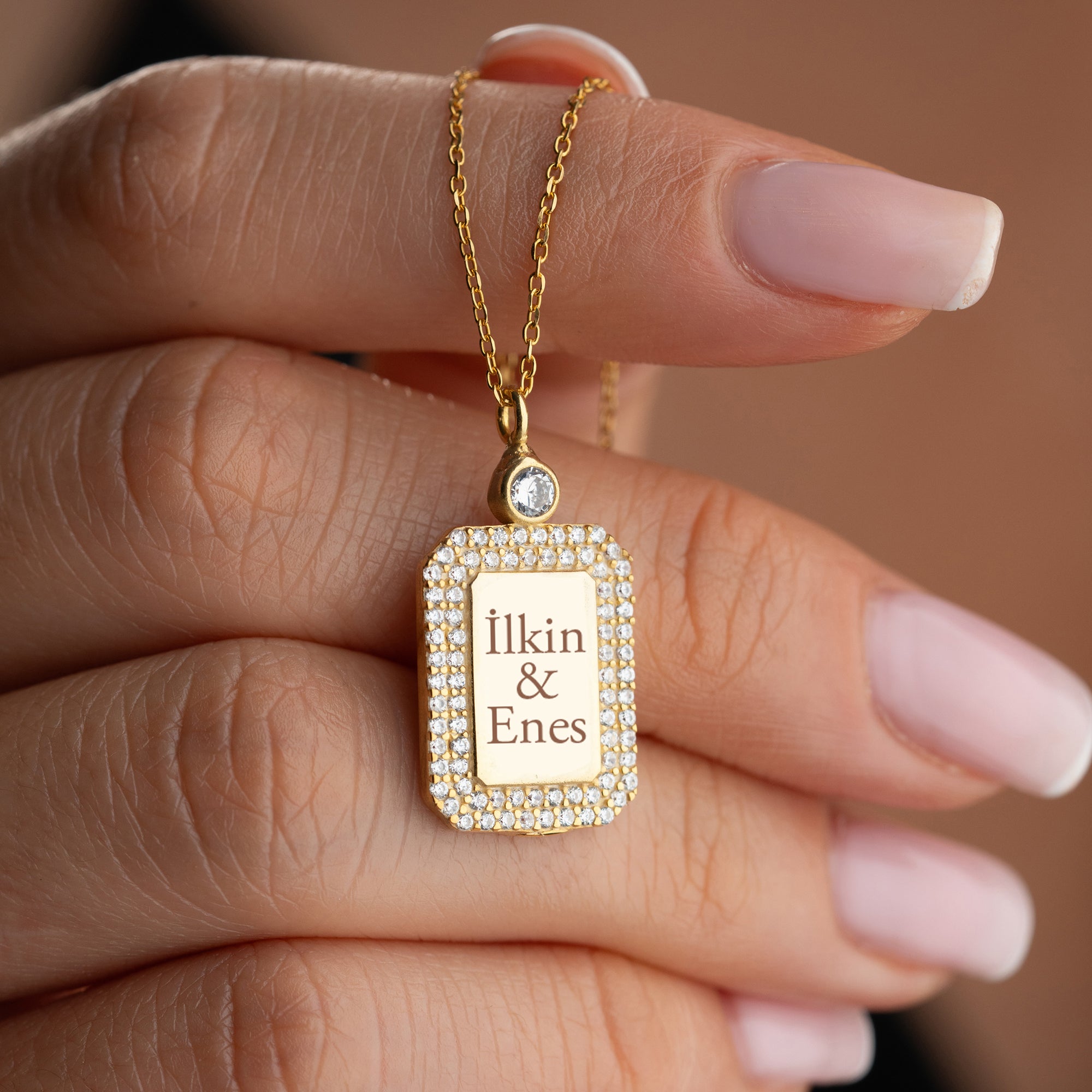 NAMNHALSBAND MED ZIRKONER | 925 SILVER