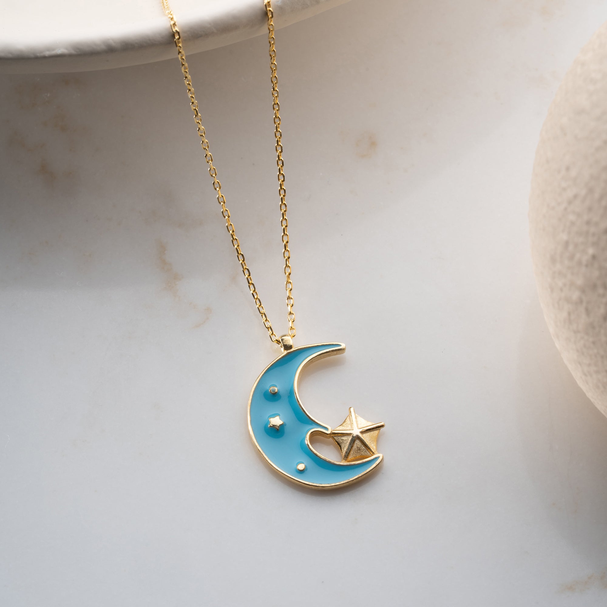 TURKOS MÅN KRAGE| 925 SILVER