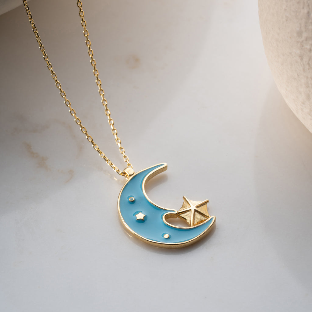 TURKOS MÅN KRAGE| 925 SILVER