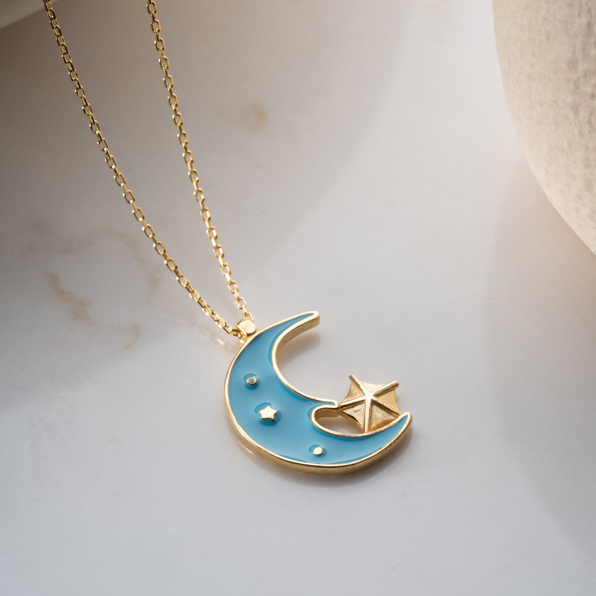 TURKOS MÅN KRAGE| 925 SILVER