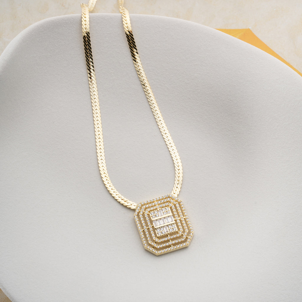 KVADRAT BAGUETT KRAGE| 925 SILVER