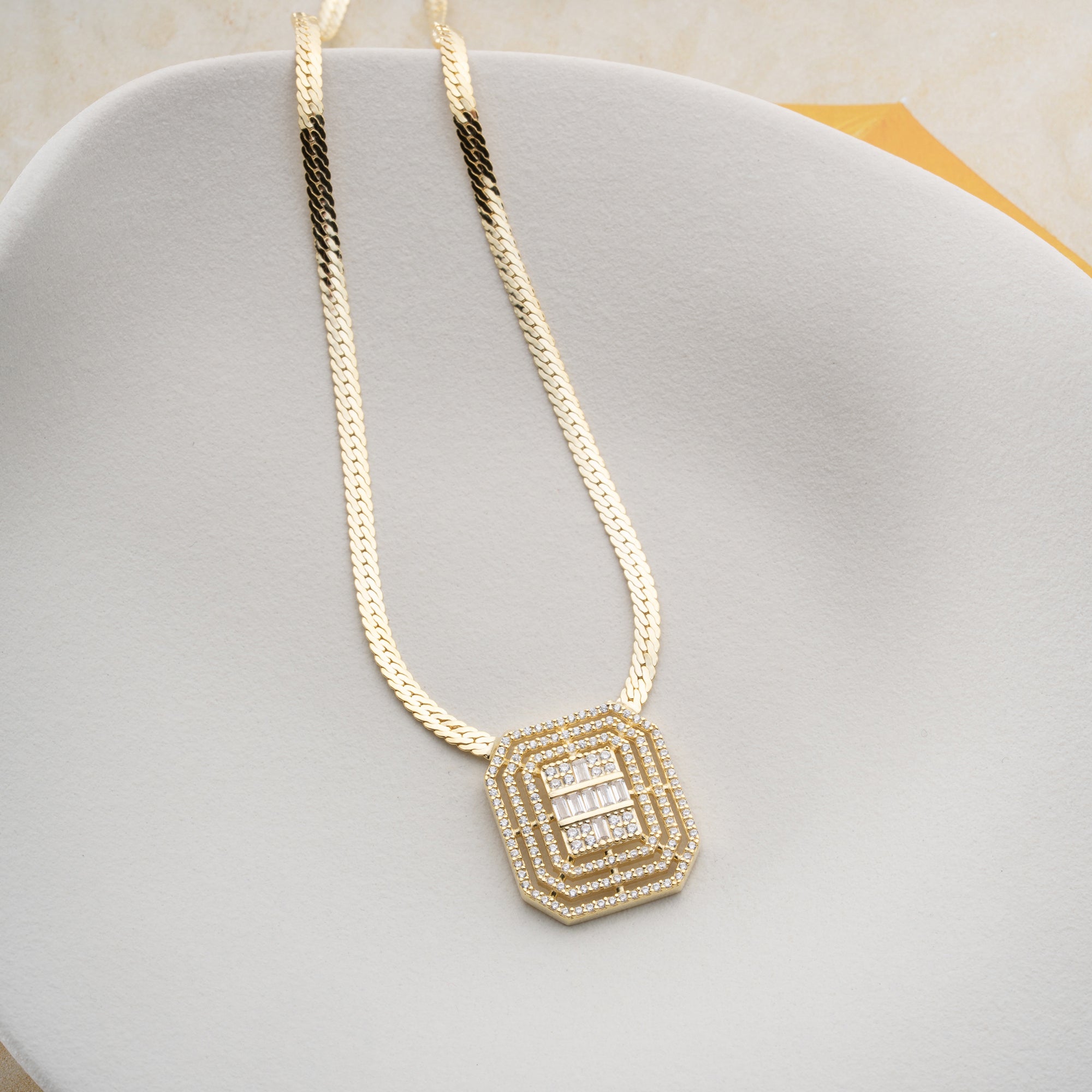 KVADRAT BAGUETT KRAGE| 925 SILVER