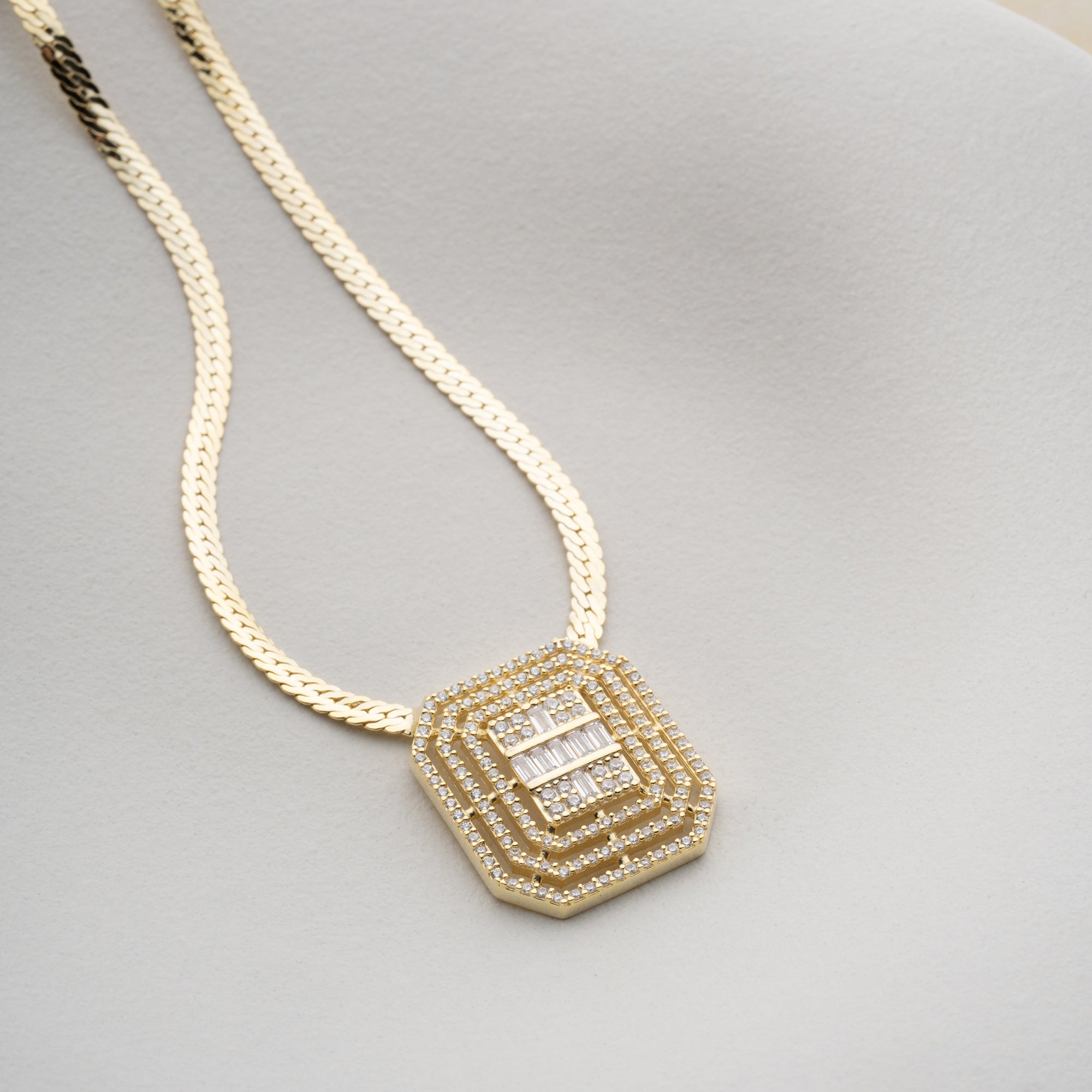 KVADRAT BAGUETT KRAGE| 925 SILVER