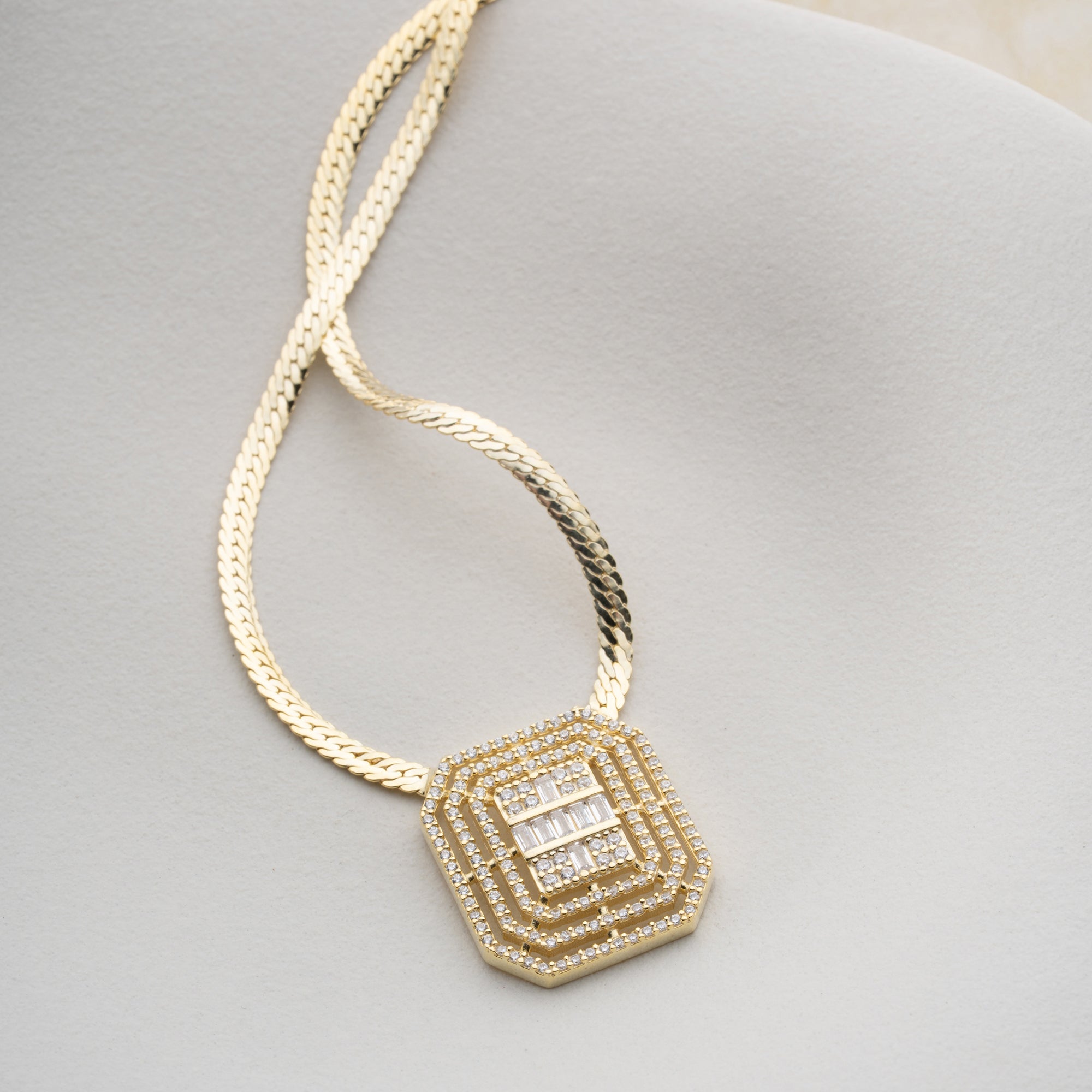 KVADRAT BAGUETT KRAGE| 925 SILVER