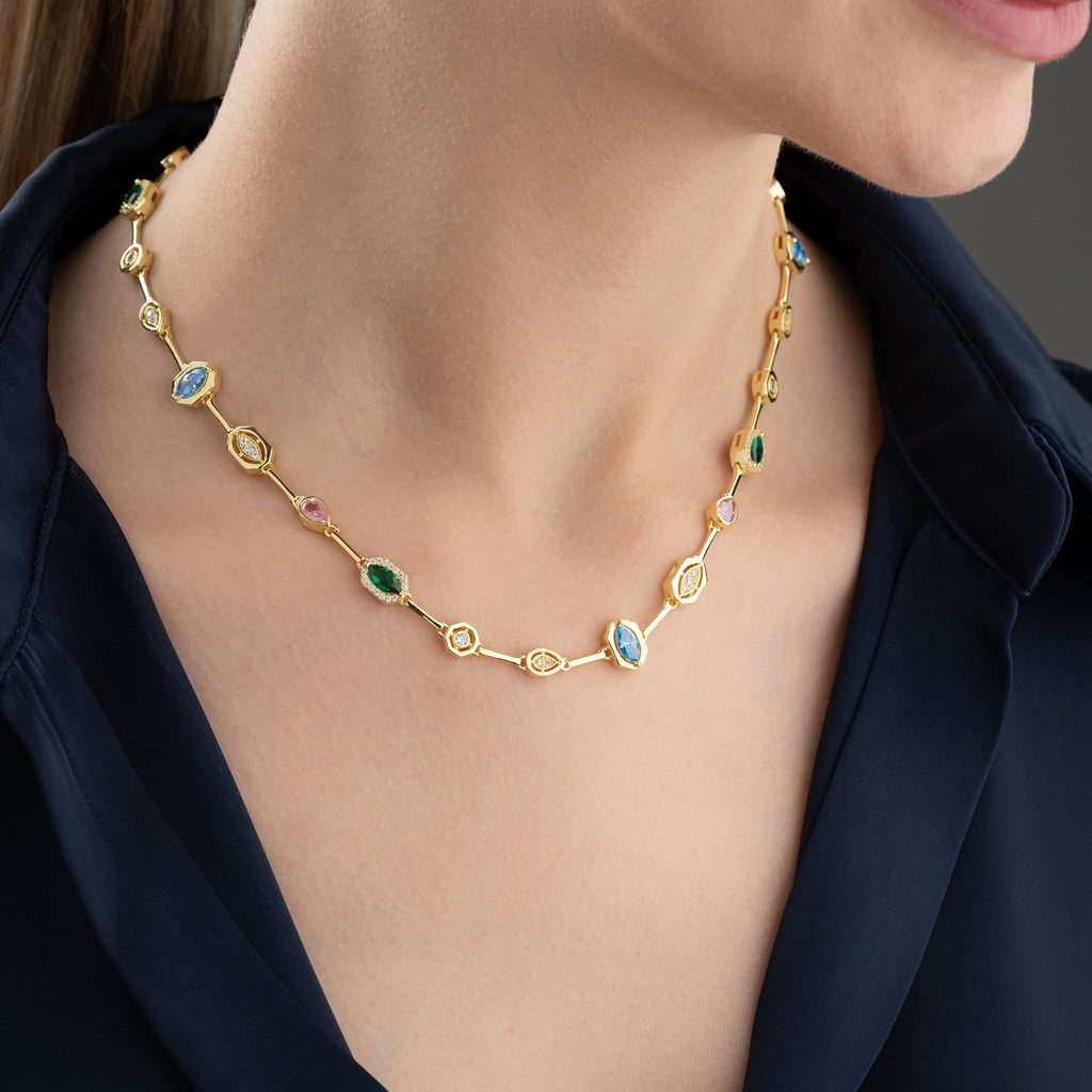 FÄRGRIKT BIJOU KRAGE | 925 SILVER