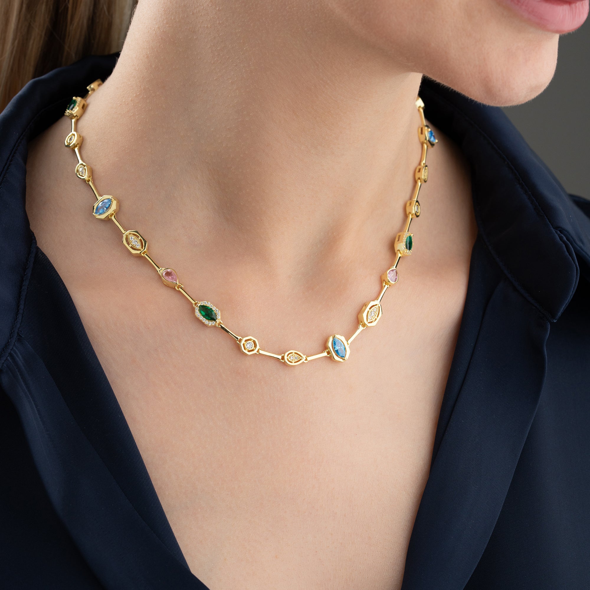 FÄRGRIKT BIJOU KRAGE | 925 SILVER