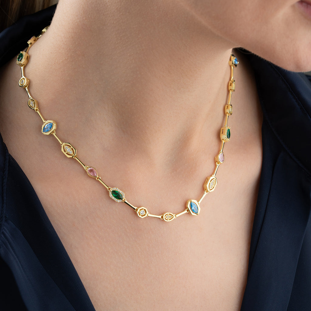 FÄRGRIKT BIJOU KRAGE | 925 SILVER