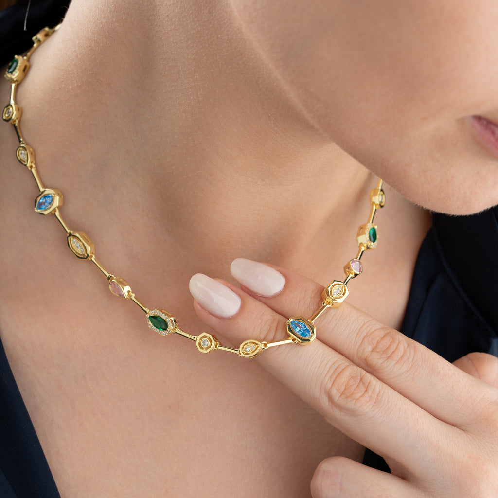 FÄRGRIKT BIJOU KRAGE | 925 SILVER