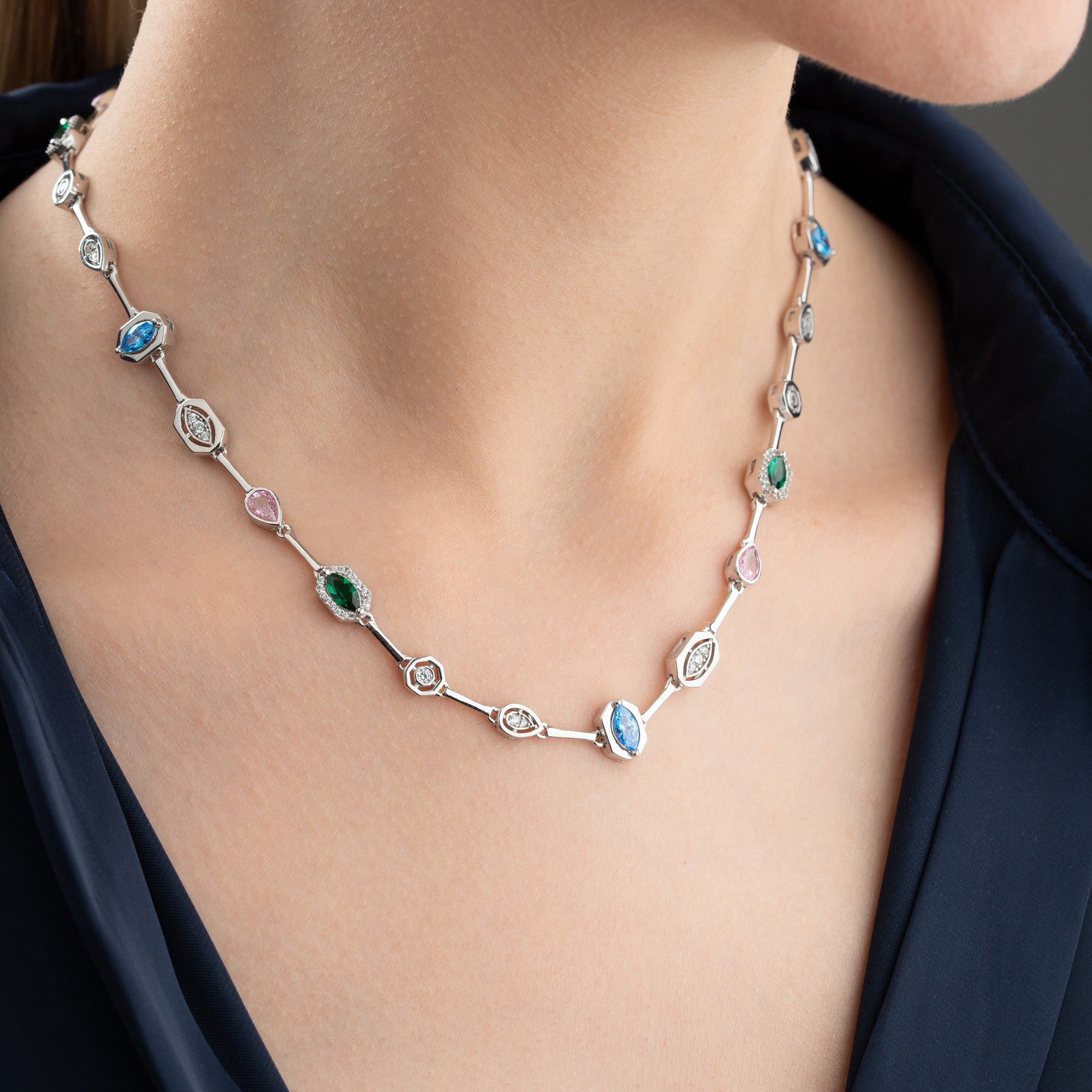 FÄRGRIKT BIJOU KRAGE | 925 SILVER