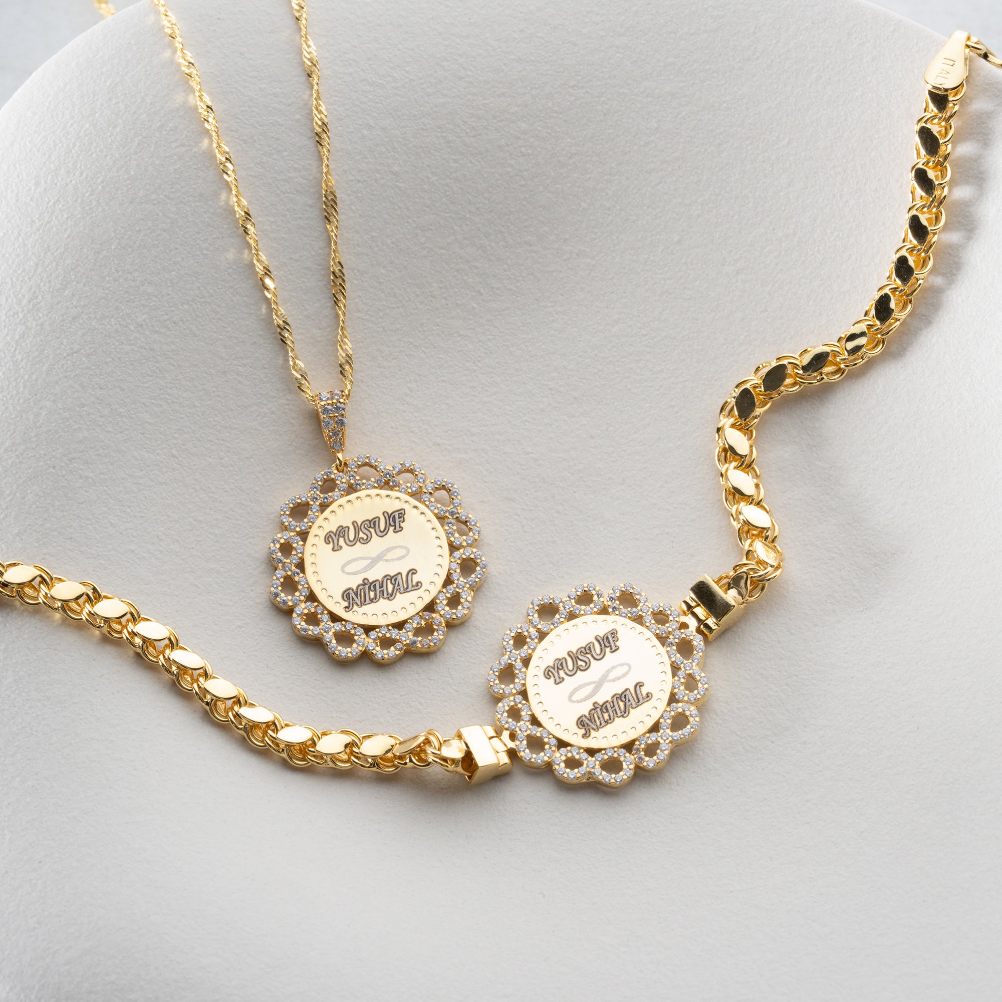 VÅGGRAVERINGSHALSBAND | ARMBANDSSET | 925 SILVER