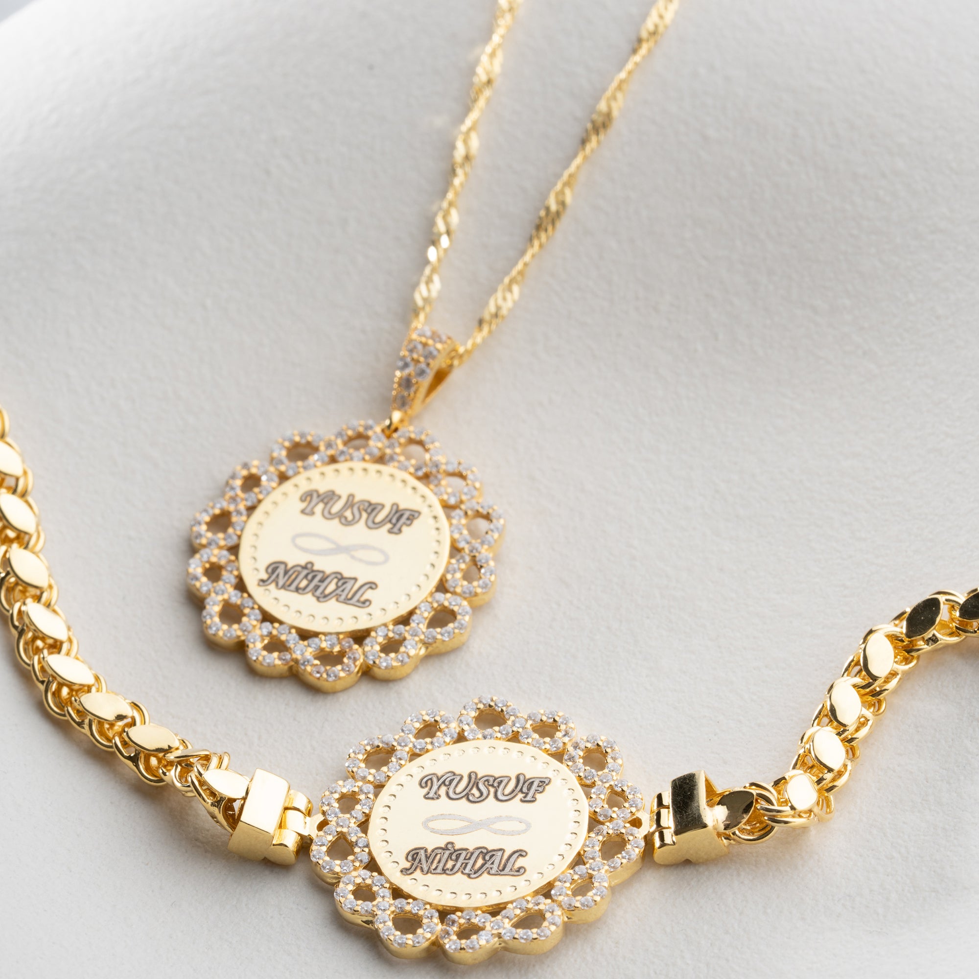 VÅGGRAVERINGSHALSBAND | ARMBANDSSET | 925 SILVER