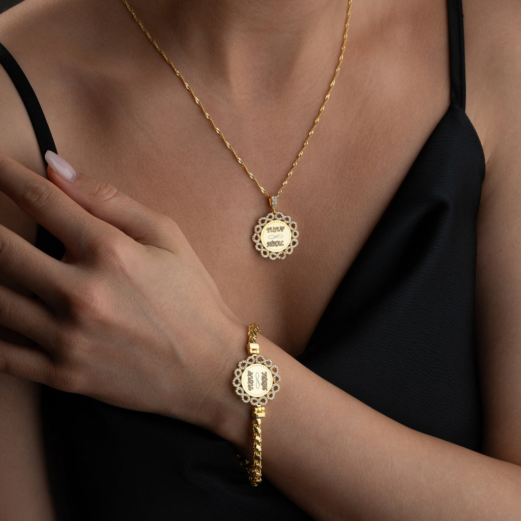 VÅGGRAVERINGSHALSBAND | ARMBANDSSET | 925 SILVER