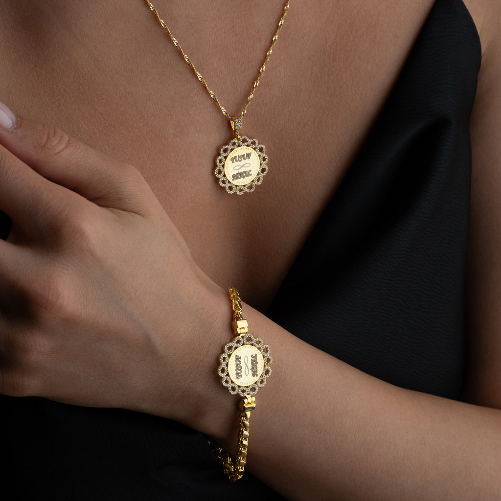 VÅGGRAVERINGSHALSBAND | ARMBANDSSET | 925 SILVER