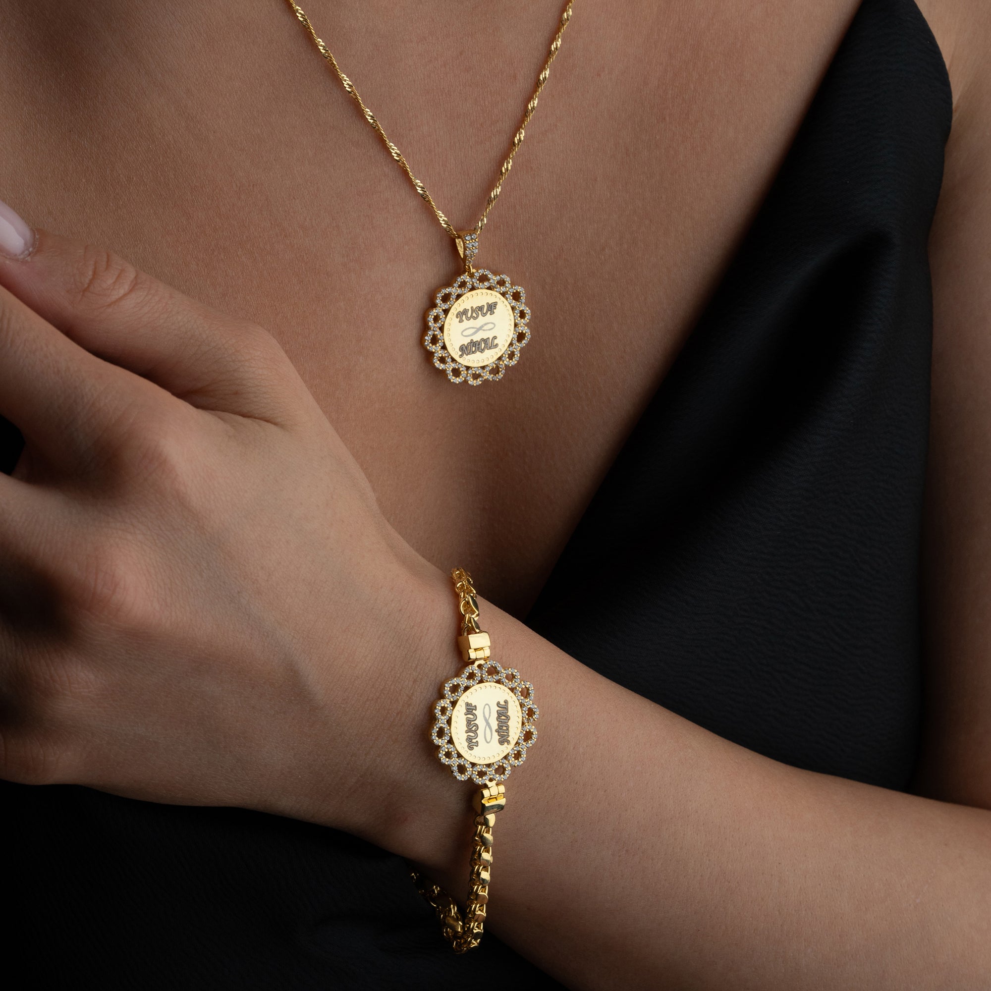 VÅGGRAVERINGSHALSBAND | ARMBANDSSET | 925 SILVER