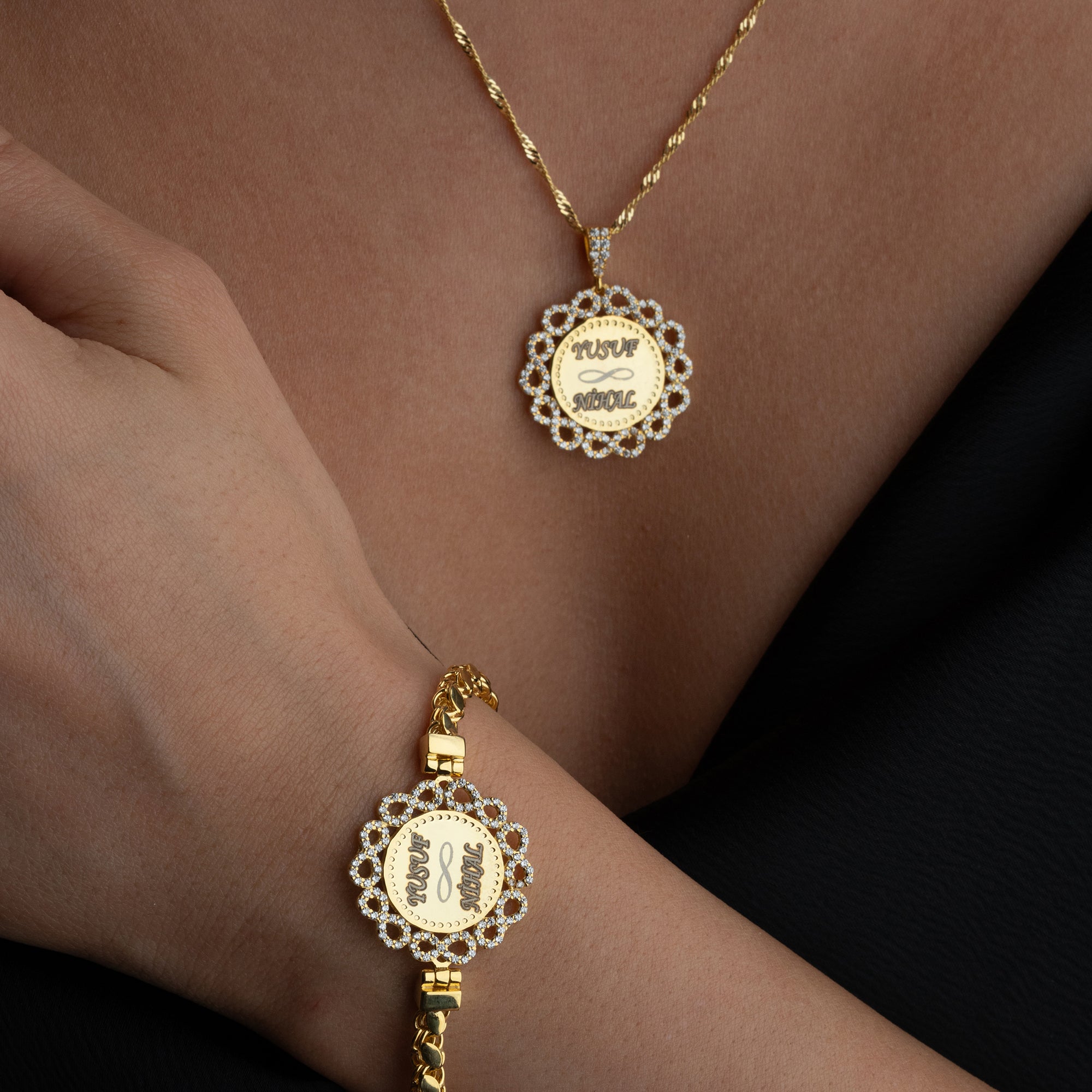 VÅGGRAVERINGSHALSBAND | ARMBANDSSET | 925 SILVER