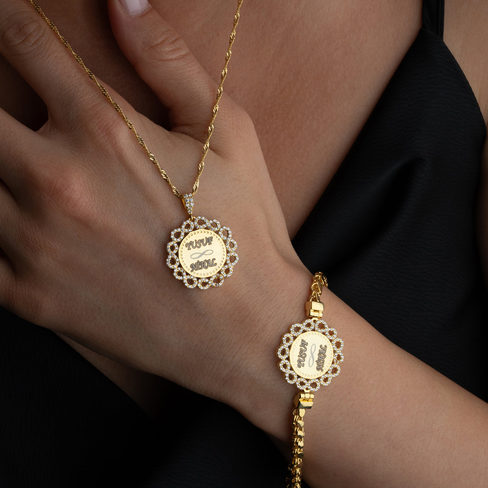 VÅGGRAVERINGSHALSBAND | ARMBANDSSET | 925 SILVER