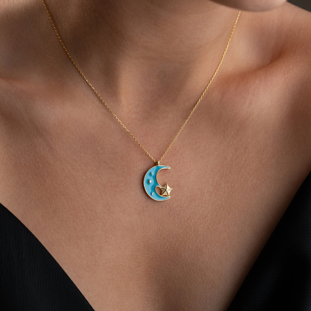 TURKOS MÅN KRAGE| 925 SILVER