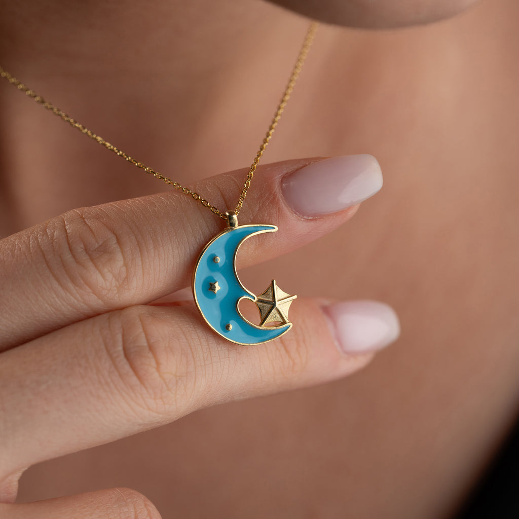 TURKOS MÅN KRAGE| 925 SILVER