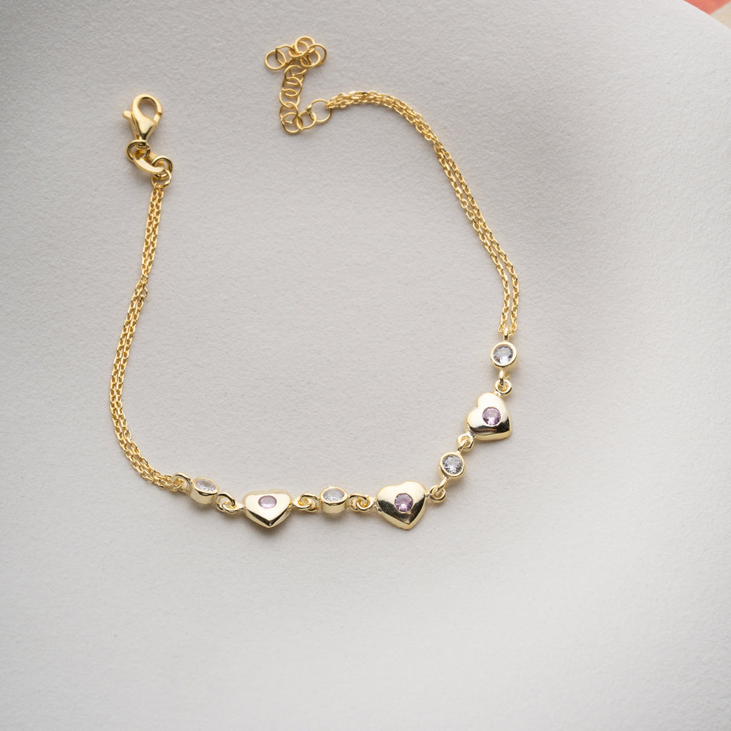 MULTI HJÄRTA ARMBAND | 925 SILVER