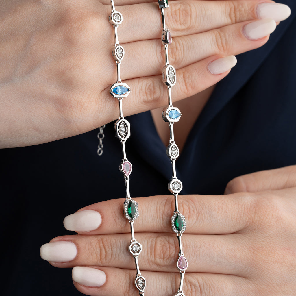 FÄRGRIKT BIJOU KRAGE | 925 SILVER