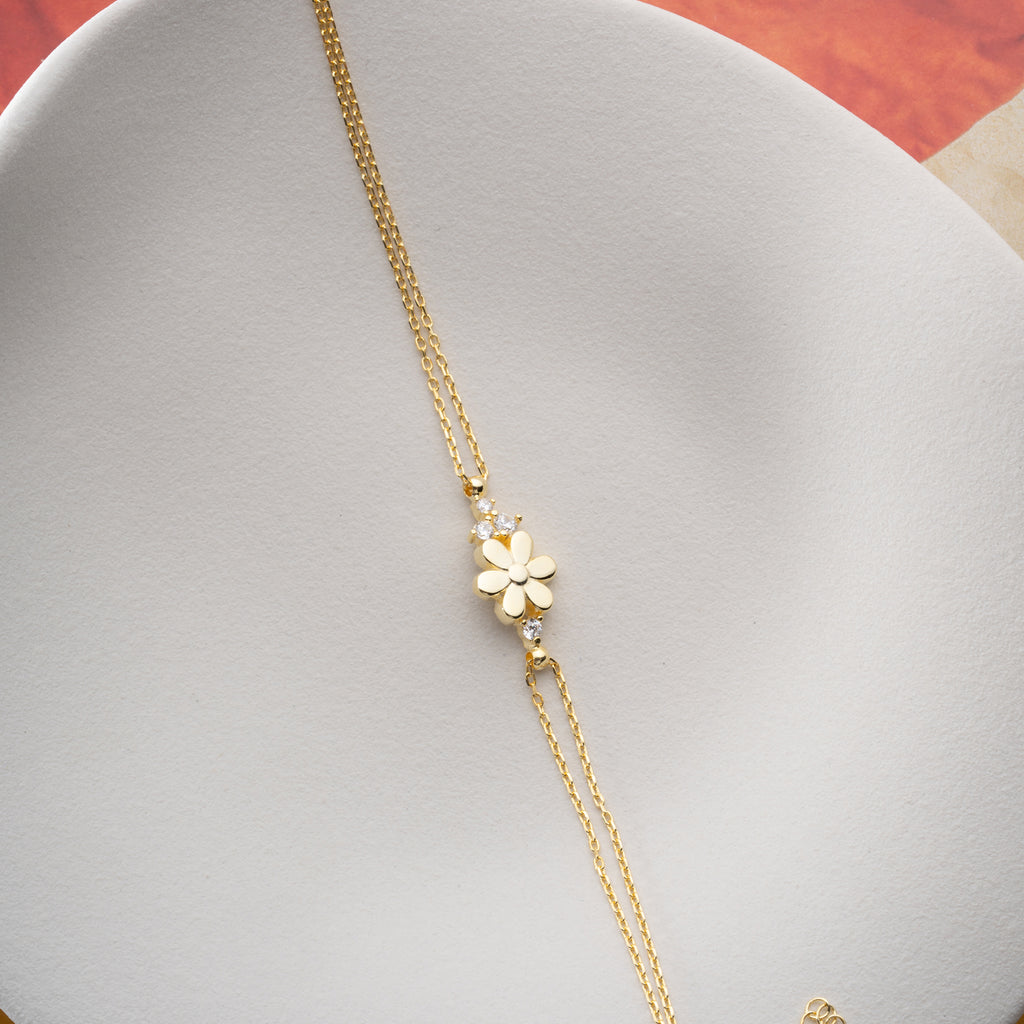 ARMBAND MED BLOMMA STEN | 925 SILVER