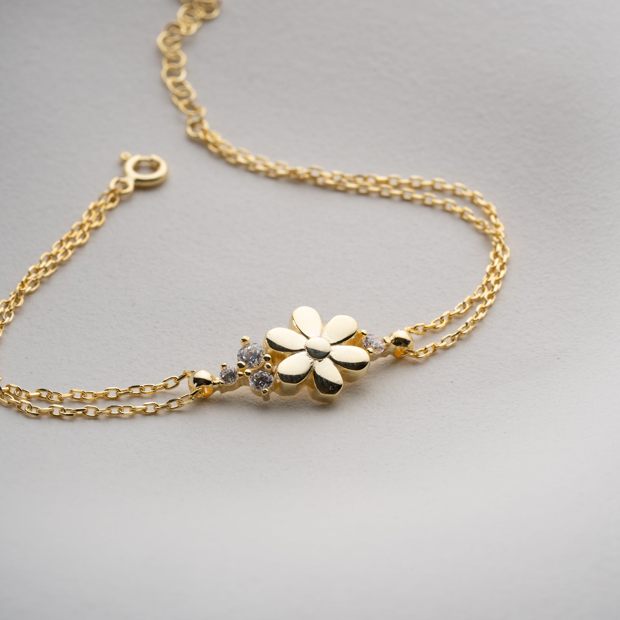 ARMBAND MED BLOMMA STEN | 925 SILVER