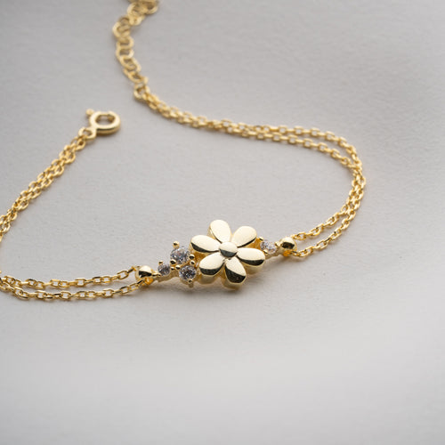 ARMBAND MED BLOMMA STEN | 925 SILVER