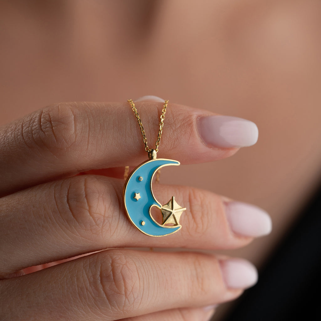 TURKOS MÅN KRAGE| 925 SILVER