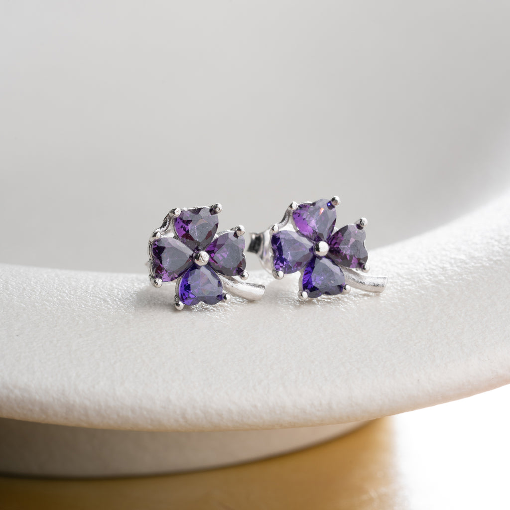 KLÖVER LILA ÖGONHÄNGNING | 925 SILVER