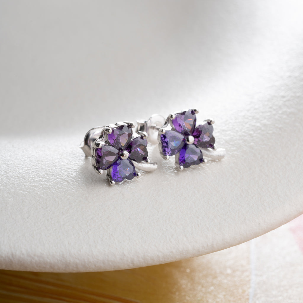 KLÖVER LILA ÖGONHÄNGNING | 925 SILVER