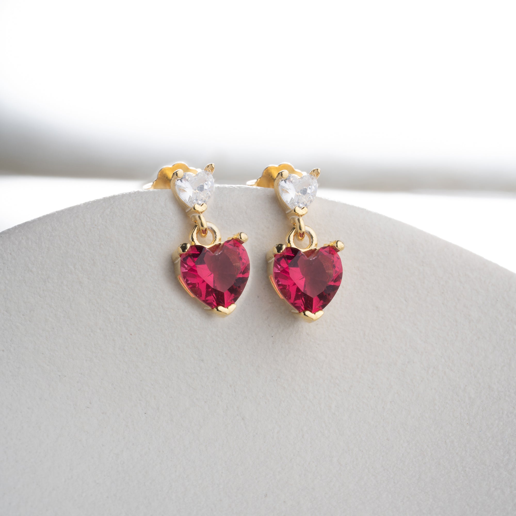 MINI RÖDA HJÄRTA ÖRHÄNGEN | 925 SILVER