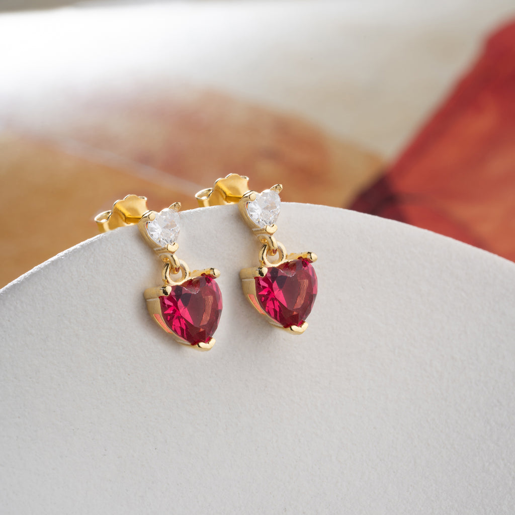 MINI RÖDA HJÄRTA ÖRHÄNGEN | 925 SILVER