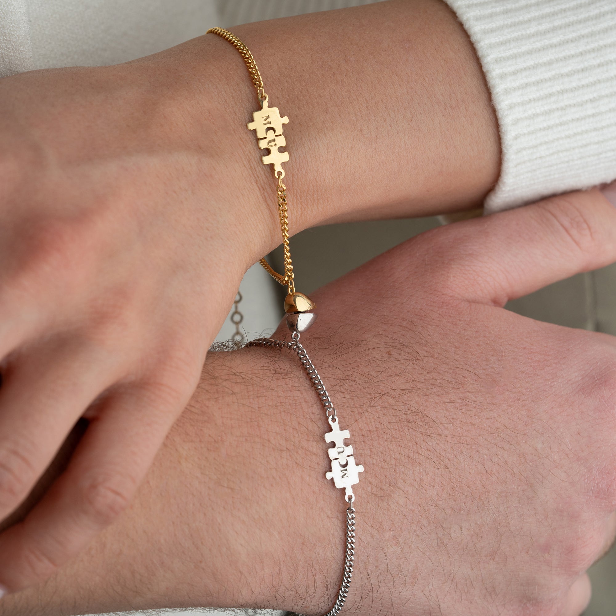 PUSSEL HJÄRTA PARTNER ARMBAND | 925 SILVER