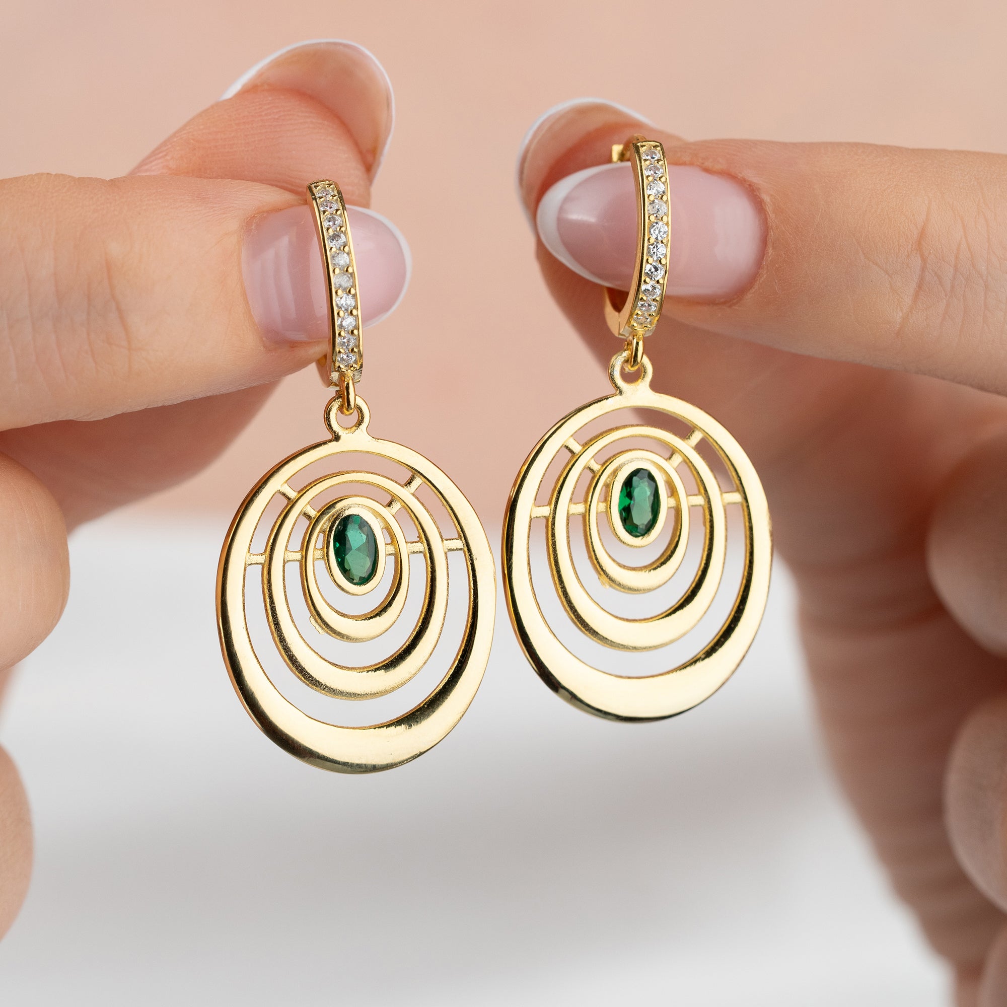 CREOLÖRHÄNGEN MED GRÖN ZIRKON | 925 SILVER