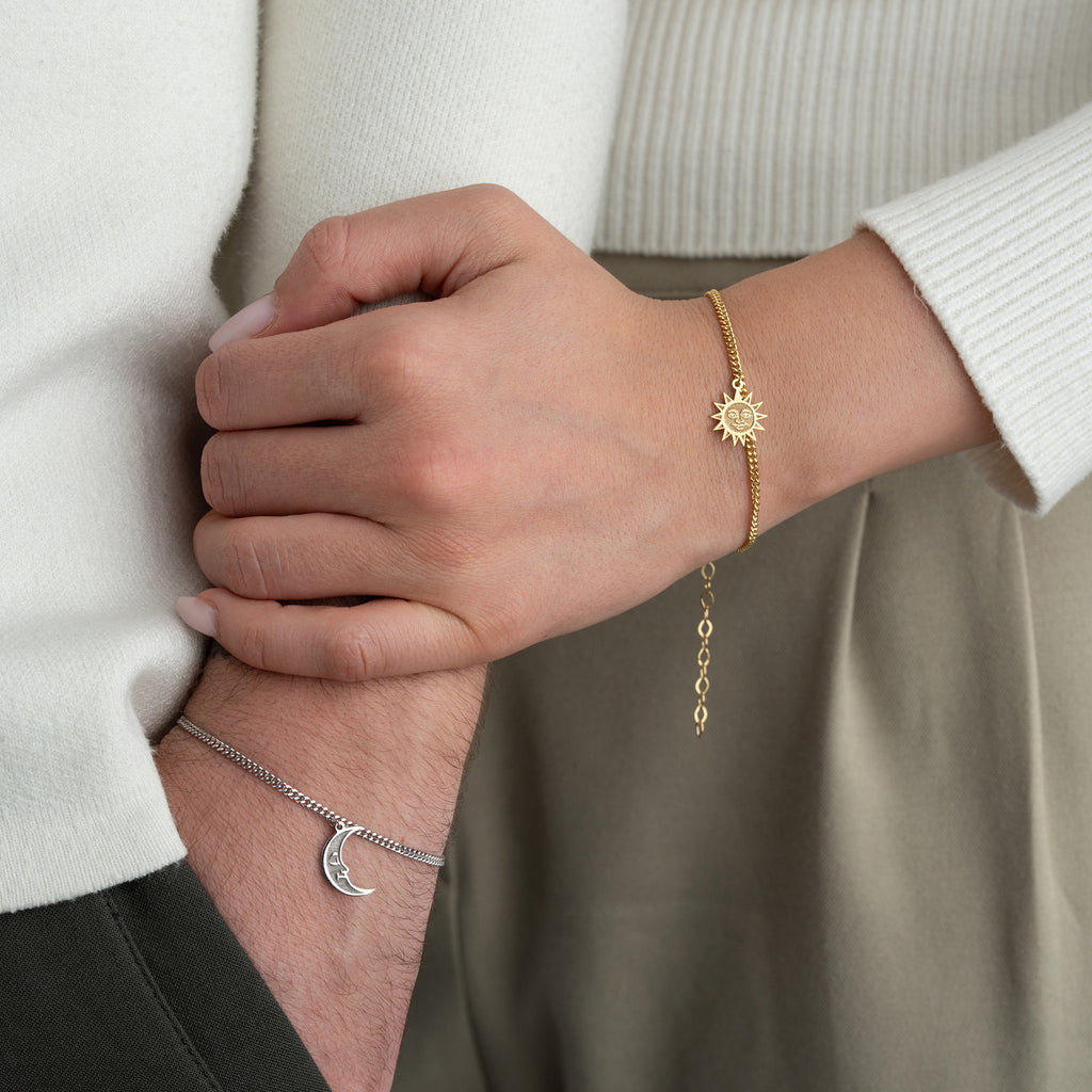 MÅNE SOL BOKSTAV PARTNERARMBAND | 925 SILVER