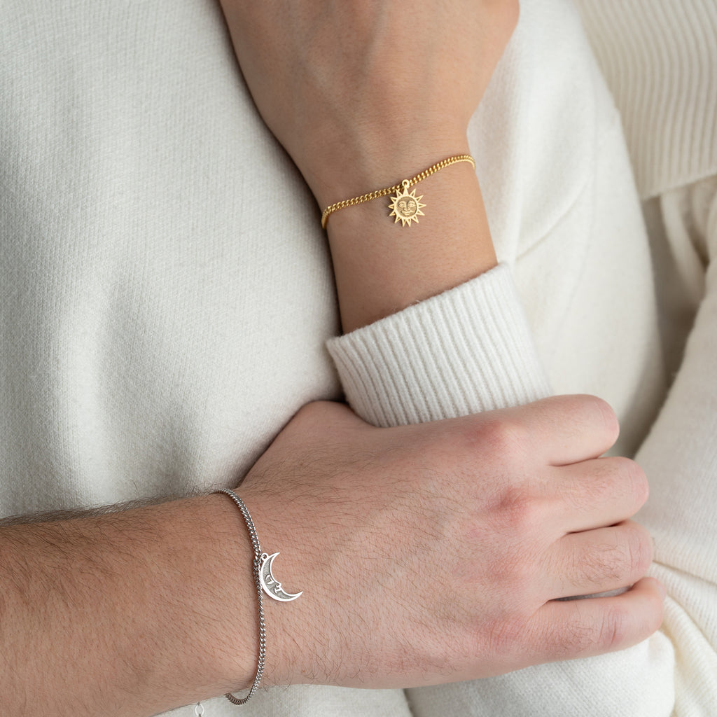 MÅNE SOL BOKSTAV PARTNERARMBAND | 925 SILVER