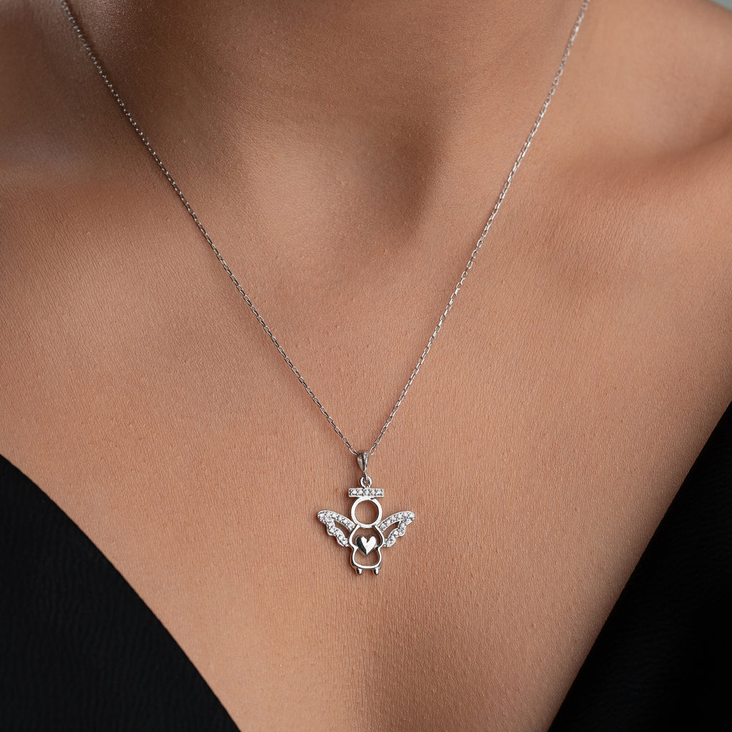ÄNGEL MED HJÄRTA HALSBAND | 925 SILVER